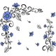 thumbnail image 3 of Calcomanías de pared con flores azules, ramas de vid, hojas, decoración de pared, vinilos extraíbles para dormitorio, sala de estar, oficina, sofá, telón de fondo, pared de TV, decoración del hogar, 3 of 6
