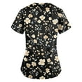 thumbnail image 3 of Scrubs For Women, Scrubs Floral V Neck Short Sleeve Plus Size Overalls With Pockets Work Tops 4Th Of July Shirts Women Tank Tops American Flag Tank Outfits Shirts (5XL, Black) ZMTing, 3 of 3