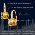 thumbnail image 2 of Gem Stone King 4.00 Ct Cushion Yellow Citrine 18K Rose Gold Plated Silver Earrings, 2 of 5