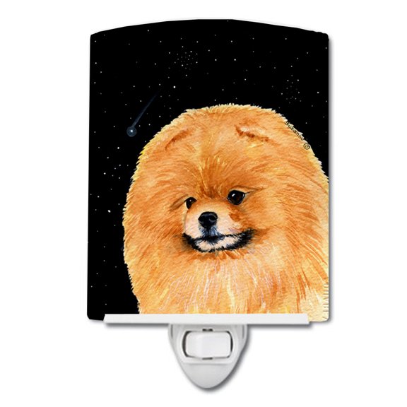 Carolines Treasures Starry Night Pomeranian Ceramic Night Light 6x4x3 multicolor
