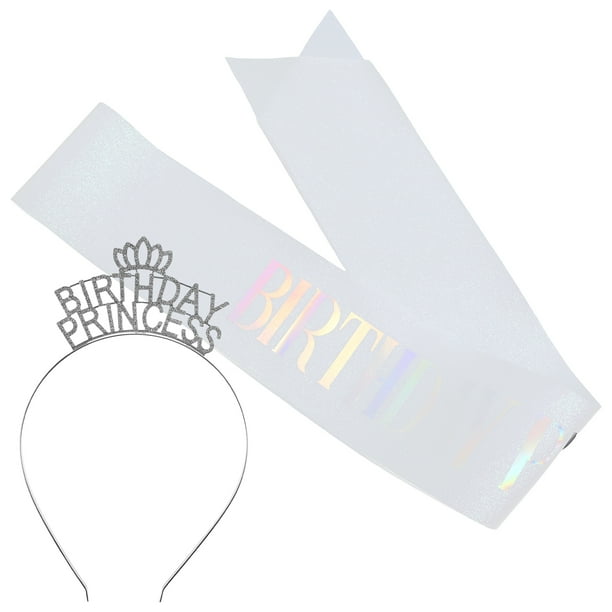KAKOWELY 1 juego de diadema de princesa de cumpleaños, diadema de corona de cumpleaños, diadema de corona de mujer con banda
