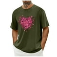 thumbnail image 2 of UVEASISHA Cute Graphic Tees for Men Short Sleeve Crewneck Pullover Valentines Day Heart Print T-Shirts Spring Summer Casual Regular Fit Tee Shirt Army Green L, 2 of 4
