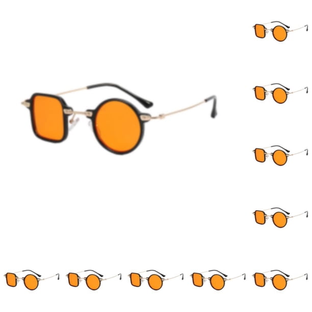 Minnieouse Gafas de sol vintage con marco ancho y liviano de moda para hombres y mujeres Gafas de sol redondas Gafas de sol Mujer con marco naranja enmarcado 10piezas