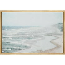PixonSign Framed Canvas Print Wall Art Misty Fog Coastal Beach Shore Nature Wilderness Illustrations Fine Art Decorative Farmhouse/Country Relax/Calm/Cozy Multicolor Zen for Bedroom - 24"x36" Natural