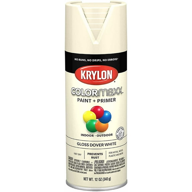 Krylon K05516007 COLORmaxx Spray Paint and Primer for Indoor/Outdoor Use, Gloss Dover White