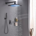 thumbnail image 5 of CES 12 inches LED Rainfall Shower Head with Brass Handheld Rain Shower System Shower Faucets Sets Complete or Bathroom Rough-in Valve Body and Trim Included Matte Black, 5 of 9