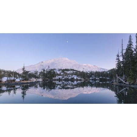 - Moon over Chugach mountains and Kings Bay Prince William Sound Whittier Southcentral Alaska USA Winter Stretched Canvas - Kevin Smith Design Pics (21 x 11)