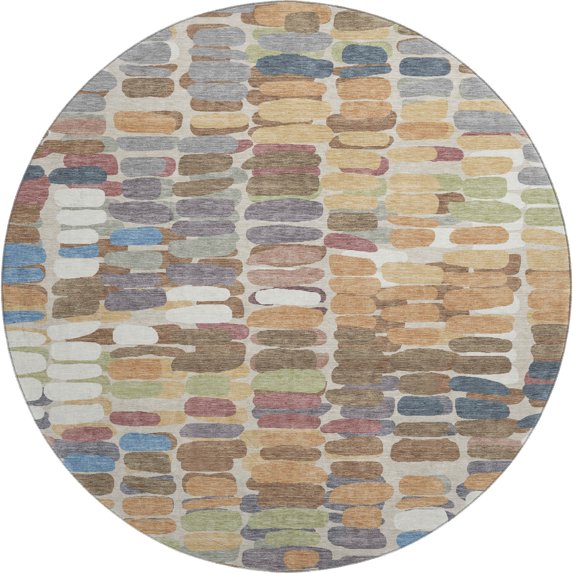 Addison Rugs Mayfield Premium Machine Washable Transitional Abstract Copper Round Rug, 8' x 8'