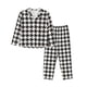 thumbnail image 1 of Balery Houndstooth Black And White Conjunto de Pijama con Estampado para Mujer, Conjunto de Dos Piezas con Manga Larga, Ropa de Dormir Suave con Bolsillos, Pijamas Cómodos-Medium, 1 of 7