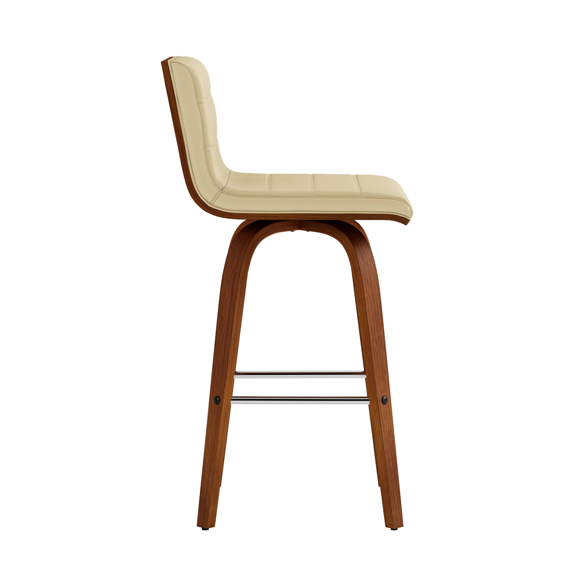 Vienna 26" Swivel Counter Stool in Walnut Wood Finish with Cream Faux Leather