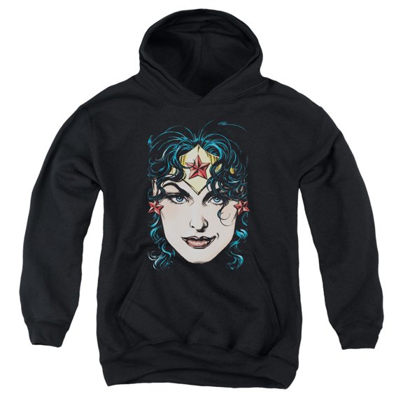 Dco Jla - Wonder Woman Head - Youth Hooded Sweatshirt - X-Large