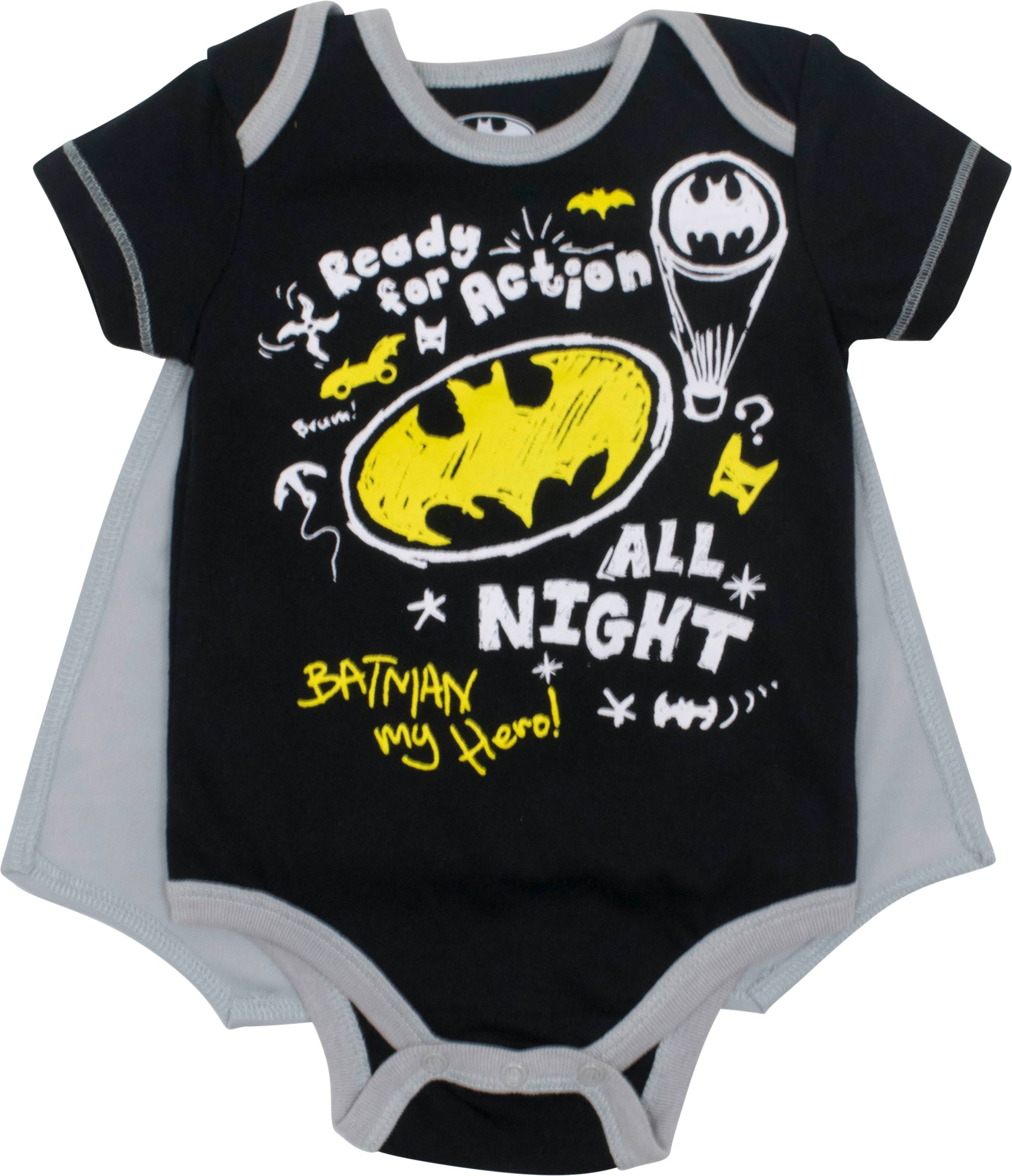 Batman DC Comics Gift Set Bib Bodysuit Pants Hat Cape Baby Shower Gift 