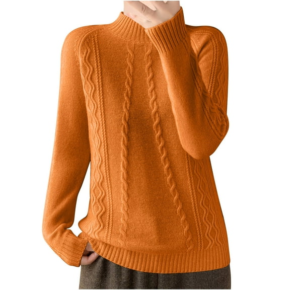Womens Knitted Crewneck Sweater, Fall Sweaters for Women Fashion Loose Fit Solid Color Knit Long Sleeve Pullover Tops S-2XL