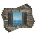thumbnail image 1 of Ambesonne Nautical Place Mats Set of 4, Sailing Boat Idyllic, Standard Size, Grey Blue, 1 of 6