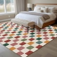thumbnail image 4 of Large Area Rugs for Living Room Bedroom, Colorful Checkered 8'x10' Rug Washable Carpet Runner Indoor Outdoor, Vintage Plaid Grid Geometric Beige Non Slip Floor Mats Rug for Kitchen, Patio, 4 of 8