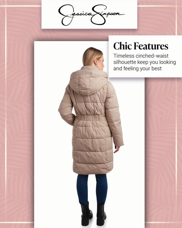 ONLY & SONS heavyweight hooded puffer jacket in beige