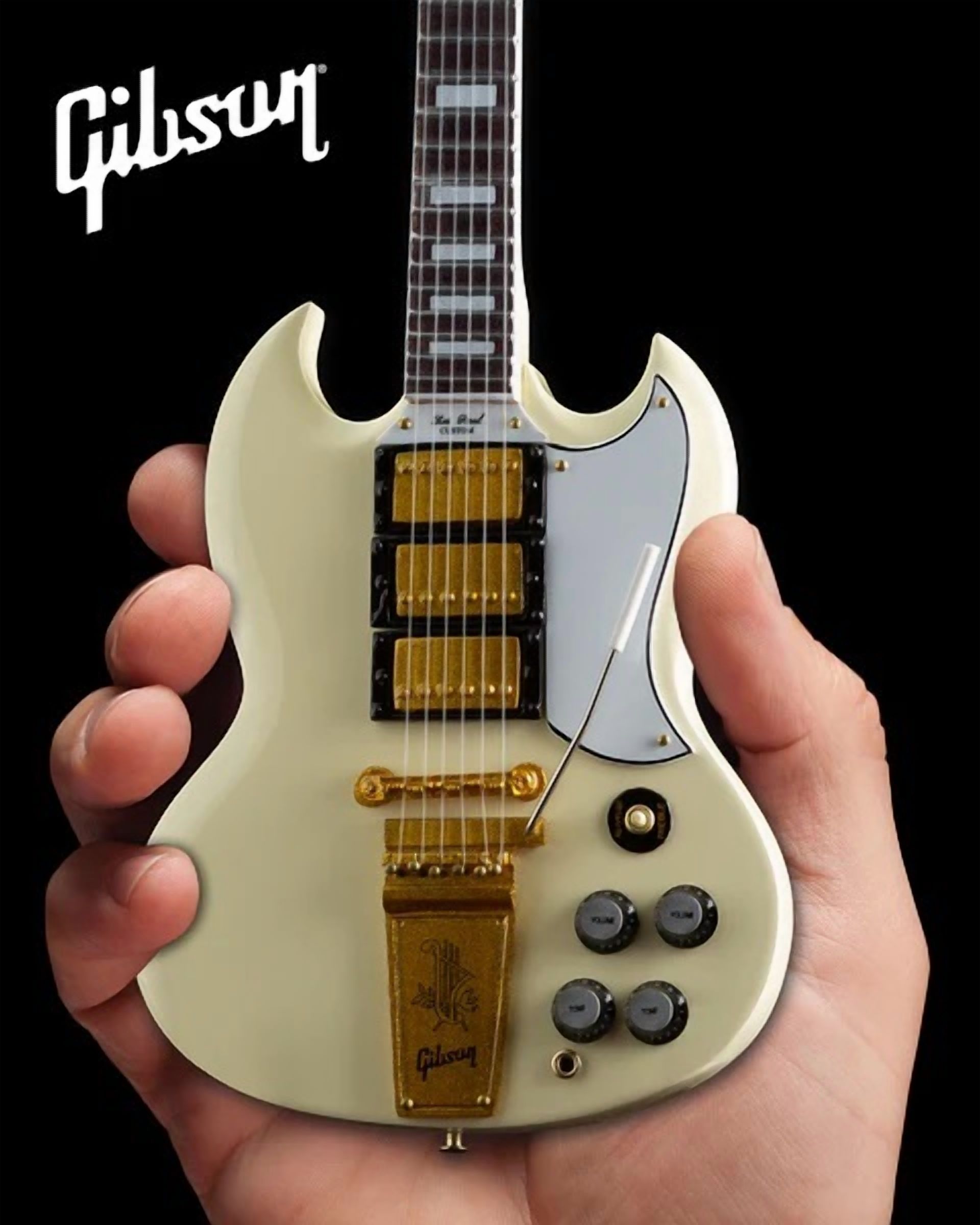 AXE HEAVEN Gibson 1964 SG Custom White Miniature Guitar with Stand, 10 Inch