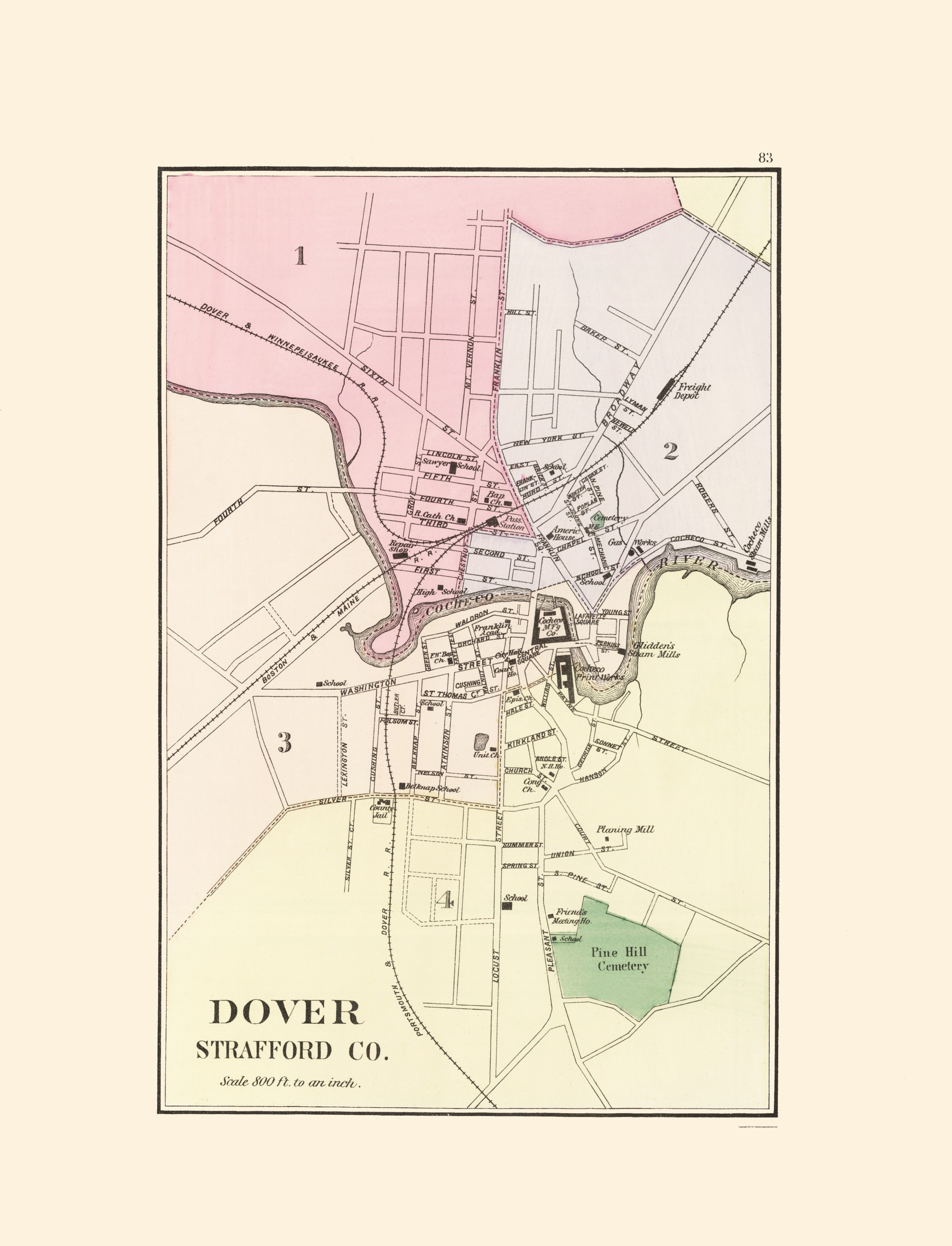 Dover New Hampshire Hitchcock 1877 23.00 x 30.11 Glossy Satin