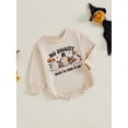 thumbnail image 3 of Suealasg Newborn Baby Boys Girls Halloween Sweatshirt Romper Long Sleeve Letter Print Bodysuit 3 6 12 18 Months Infant Halloween One Piece Clothes, 3 of 7