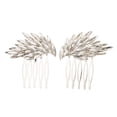 thumbnail image 3 of Peine de Pinza de Pelo de Perlas de Imitación de Cristal Colcomx Diadema de Boda Alas de Ángel Plata, 3 of 8
