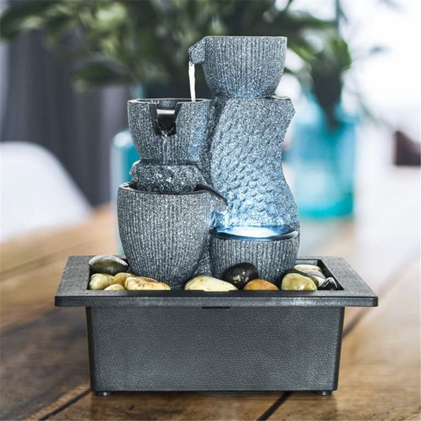 4Tier Desktop Water Fountain with Submersible Pump Indoor Decoration