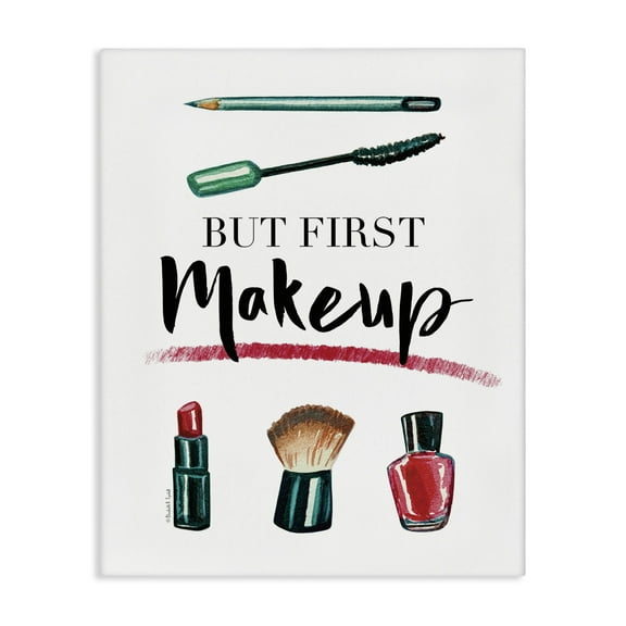 Stupell Industries But First Makeup Beauty & Fashion Painting Gallery Wrapped Canvas Art Print Wall Art, 16 x 20