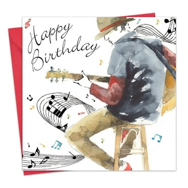 Twizler Happy Birthday Card for Him Guitar - Mens Music Birthday Greeting Card for Son Brother Boyfriend Friend
