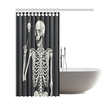 Gckg Black And White Shower Curtain Human Skeleton Skull