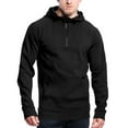 thumbnail image 2 of Yufatyle Men's Hoodie Long Sleeve Hooded Pullover Casual Sweatshirts Quarter Zip Fleece Comfy Tops, Black S, 2 of 6