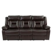 Poundex Furniture Gel Leatherette Sofa Recliner in Dark Brown