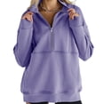 thumbnail image 2 of Long Sleeve Women Half Zipper Hoodies Lady Loose Sweatshirt, 2 of 4