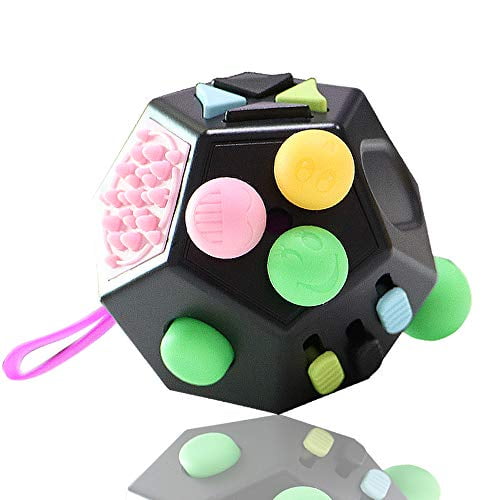 A5 Black Minilopa Fidget Dodecagon 12 Side Fidget Toy Cube Relieves Stress and Anxiety Anti Depression Cube for Children and Adults with ADHD ADD OCD Autism