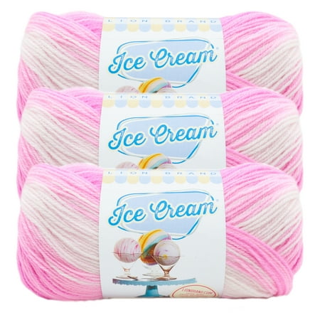 UPC: 0842093105541 | Lion Brand Yarn Ice Cream Birthday Cake Light Acrylic Multi-color Yarn 3 Pack