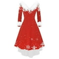 thumbnail image 5 of Dresses for Women Christmas Print V Neck Fringed Long Sleeved Fashion Casual Dress, 5 of 5