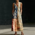 thumbnail image 5 of QUNYINEY Sleeveless Sundresses for Women Independence Day Long Summer Cotton Linen Tank Dress Beach V-Neck Patriotic Loose Fit Dresses, 5 of 8