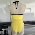 thumbnail image 6 of Yellow Swimsuit for Women One Piece Cute Bikinis Halter V-Neck Cutout Ruched Cheeky Modest Swimwear, 6 of 9