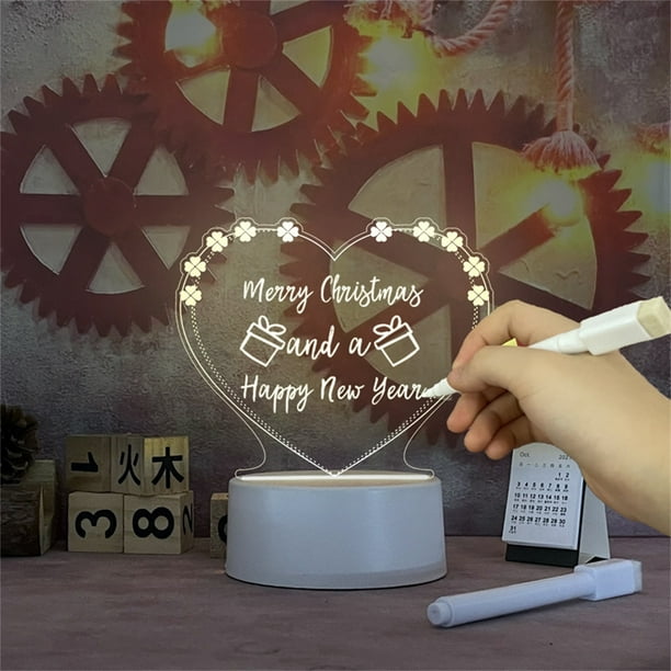 Xihbxyly Pizarra Led, Lámpara Acrílica con Mensaje Personalizado, Alimentación Por Usb y Bolígrafo Borrable, Decoración de Escritorio Multifuncional, Ideal para El Hogar, La Oficina, Vacaciones, Idea