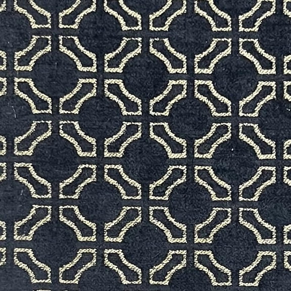 Decora Furnishings Vintage Abstract Geometric Design Premium Chenille Jacquard Fabric for Upholstery, Craft - Width 54 inches - Fabric by The Yard (Black)