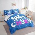 thumbnail image 3 of Homewish Girly Dreamy Dance 7-Piece Bedding Comforter Set,Bling Blue Glitter King Bedding Sets,Cheer Team Ultra Soft Bed Sheets,Super Cozy Room Decor,Reversible, 3 of 8