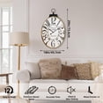 thumbnail image 2 of MODE HOME Large Wall Clocks, 29 Inch-High Oversized Oval French Vintage Farmhouse Design, Battery Operated Silent Wall Clock for Living Room,Kitchen,Bedroom (Brown), 2 of 9