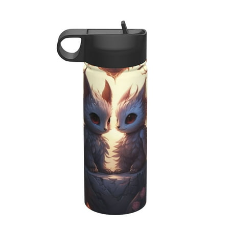 

Zeuib Romantic Rose Animal Couple Print 18oz Sports Insulated Kettle Insulated Cups With Handle Sports Water Kettle Water Bottle Insulated
