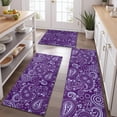 thumbnail image 2 of Purple Paisley Pattern Kitchen Rugs Sets Of 3,Kitchen Runner Rugs Non Skid Washable,Decorative Kitchen Floor Mats for Kitchen,Sink,Laundry,17"x30"+ 17"x47" + 17"x59", 2 of 6