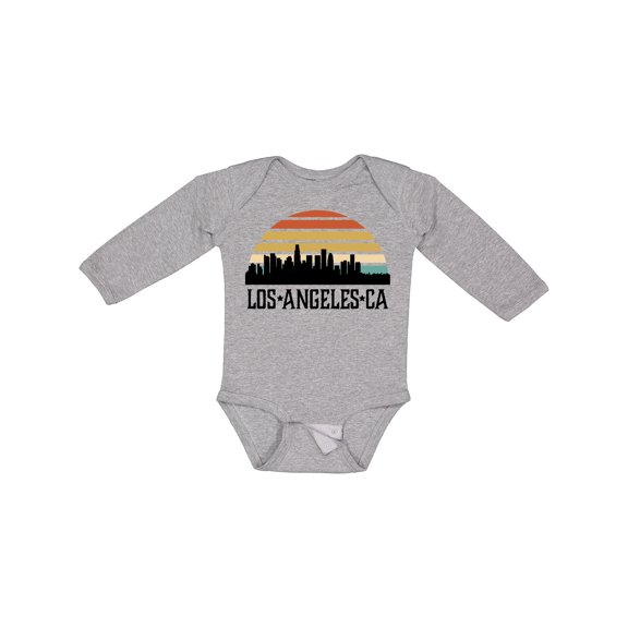 Inktastic Los Angeles California Skyline Retro Boys or Girls Long Sleeve Baby Bodysuit