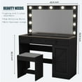 thumbnail image 7 of 43.4" Makeup Vanity Table, Vanity Desk with Storage Drawers & Cushioned Stool, Adjustable Brightness, Dressing Table for Women Girls Bedroom, Black, 7 of 7