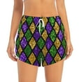 thumbnail image 2 of Picia Mardi Gras Shiny Green Purple Pattern Women's 2 in 1 Athletic Running Shorts High Waisted Workout Casual Gym Sweat Shorts with Comfy Liner Zipper Pockets-Large, 2 of 9