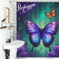 thumbnail image 3 of Dreamy Purple Butterfly Pattern Shower Curtain Bathtub Decor Bathroom Fabric Waterproof Curtains Shower, 3 of 6