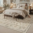 thumbnail image 3 of BERTHMEER 8'x10' Area Rugs for Living Room Large Vintage Beige Carpets for Bedroom Office Machine Washable Farmhouse Dining Room Oriental Rugs Non Slip Traditional Distressed Rugs, 3 of 12