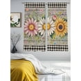 thumbnail image 4 of Vintage Daisy Floral Sheer Curtains 72 Inches Long 2 Panels Set, Window Curtains for Living Room/Bedroom, Spring Flowers Botanical Leaves Checkered Wooden Light Filter Rod Pocket Curtain 52''x72''x2, 4 of 8