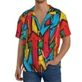 thumbnail image 1 of Fotbe Colorful Arrow Graffiti Pattern Camisa Estampada de Manga Corta para Hombre, Casual de Verano, Estilo Playero, Sin Arrugas-Large, 1 of 5