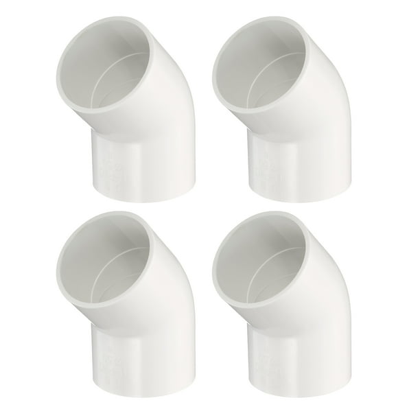Uxcell 4 Pcs 1.5" Accesorios de tubería de codo de 45 grados Grado de construcción de muebles Adaptador de esquina de 2 vías Blanco